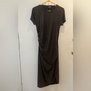 Dark Grey Midi Dress with a Thigh High Split